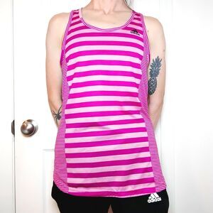 Adidas Climalite Striped Racerback Tank Top Size Small Pink